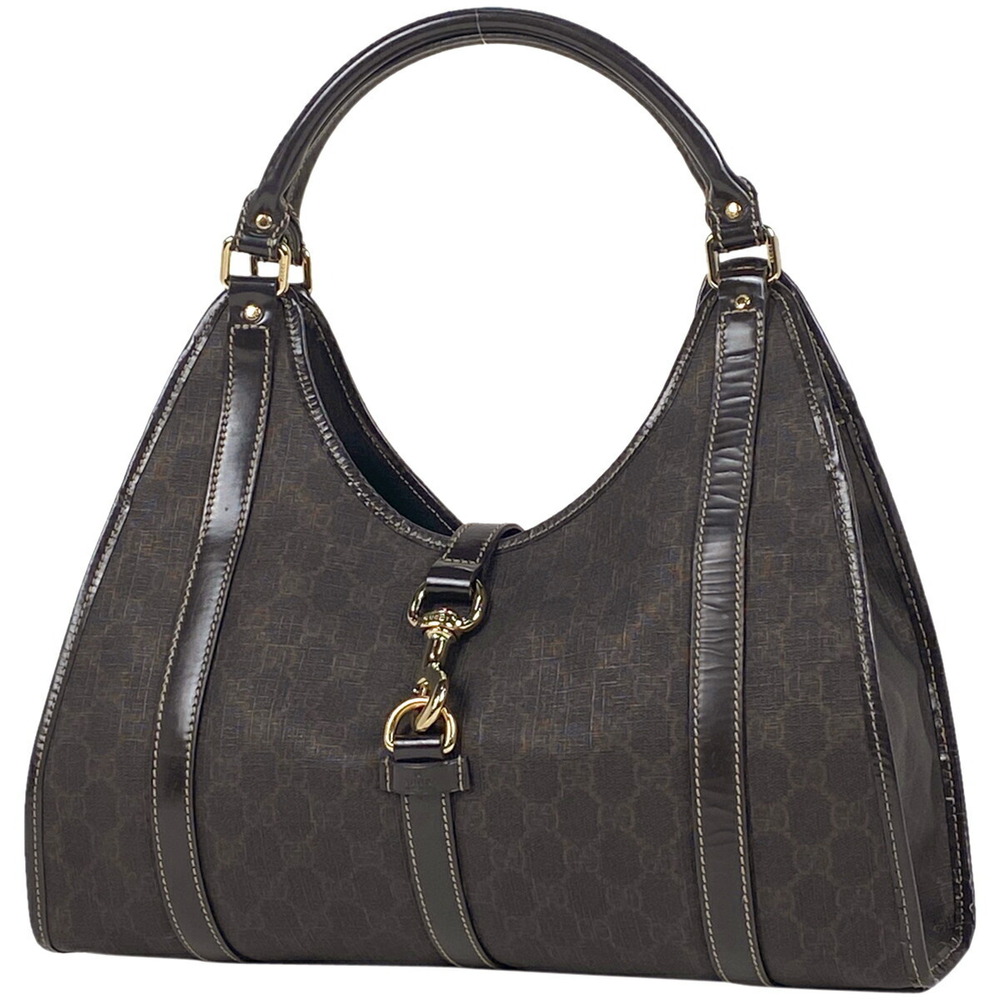 Gucci GG handbag shoulder bag canvas dark brown